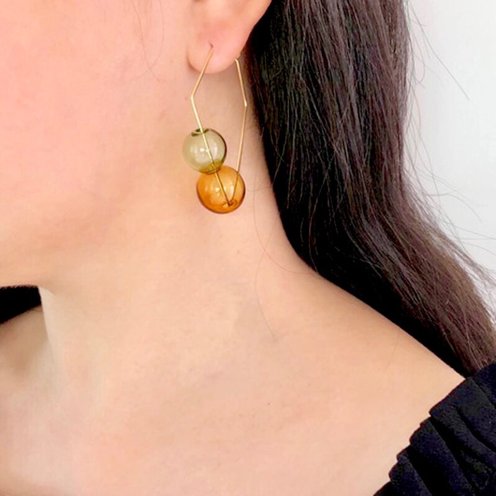 New ✨Colored Bubble Diamond Shape Drop Earrings - Picture 3 of 4